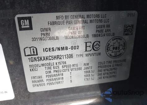 2017 Chevrolet Tahoe Ls from USA, damaged, VIN 1GNSKAKC5HR211306